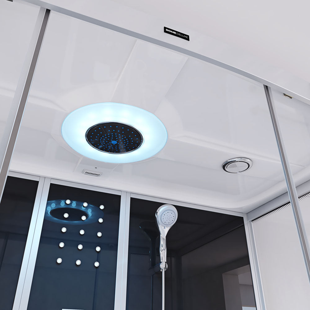 Home Deluxe Dampfdusche mit Whirlpoolfunktion und LED-Beleuchtung DIAMOND BIG -  190 x 100 cm Schwarz