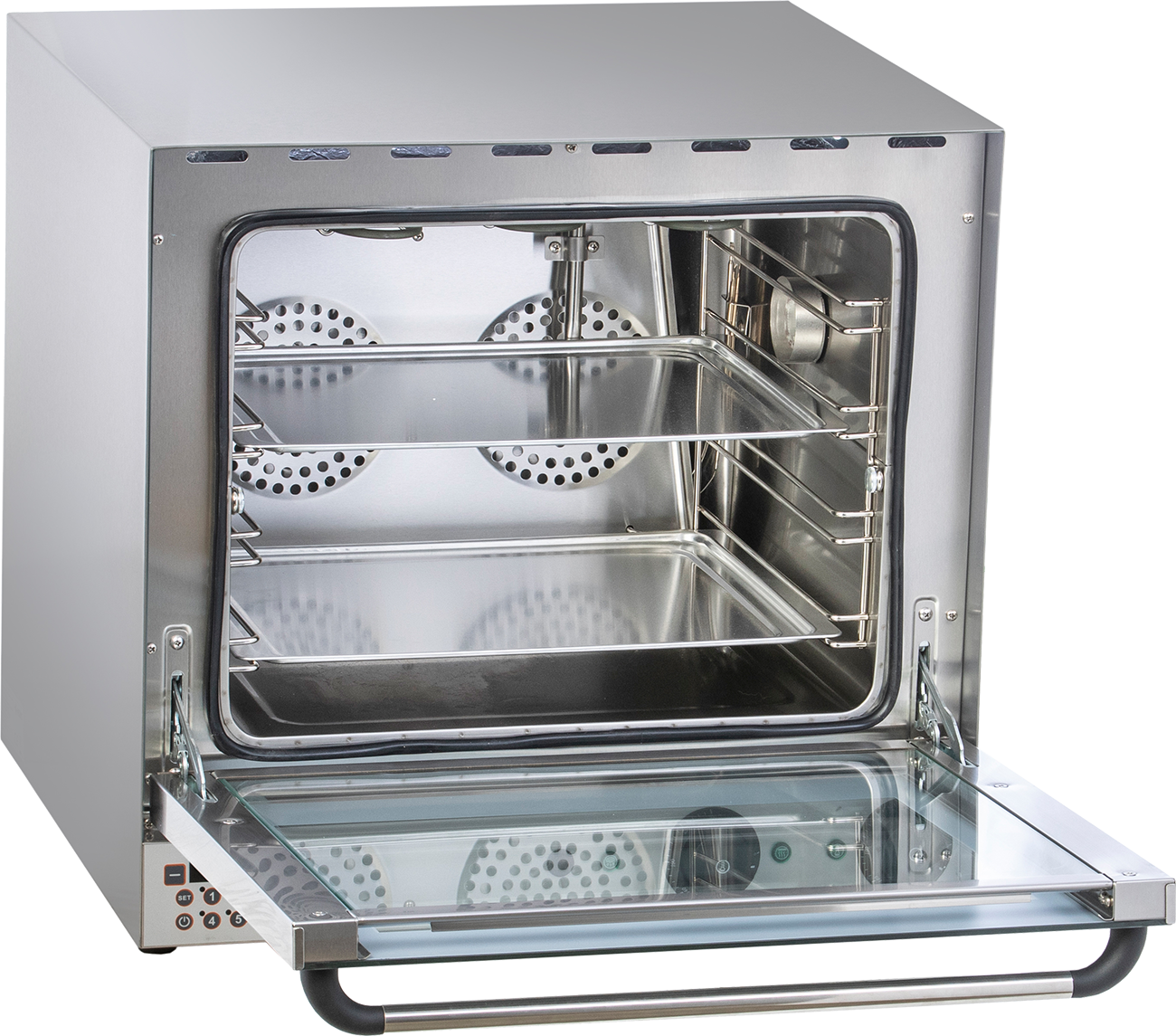 KBS Gastrotechnik Heißluftofen Premium 2,7 kW manuelle Beschwadung Grillfunktion digitale Anzeige
