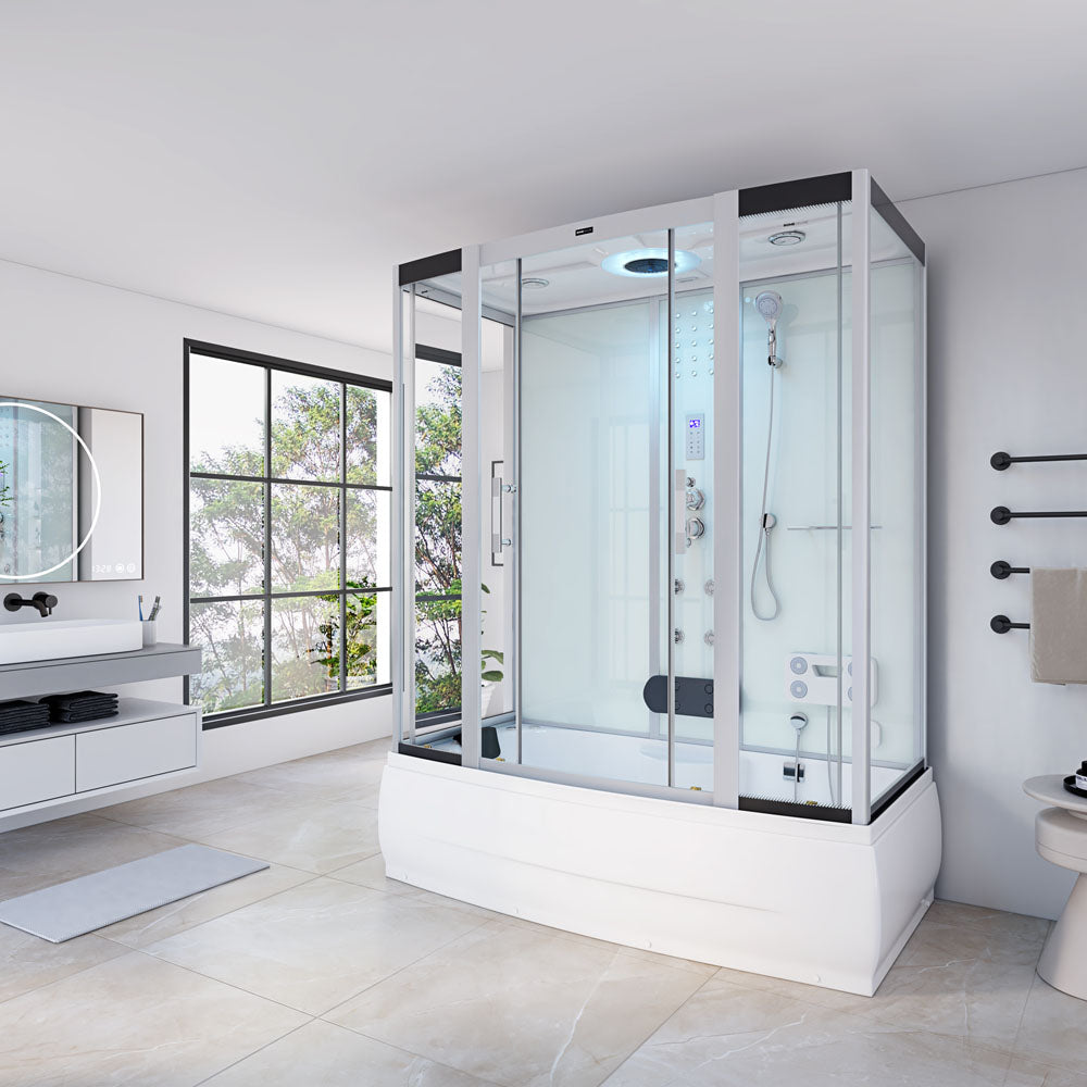 Home Deluxe Dampfdusche mit Whirlpoolfunktion und LED-Beleuchtung DIAMOND BIG - 190 x 100 cm Weiß