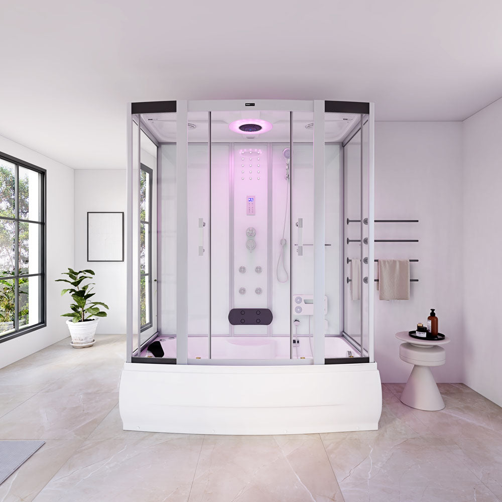 Home Deluxe Dampfdusche mit Whirlpoolfunktion und LED-Beleuchtung DIAMOND BIG - 190 x 100 cm Weiß