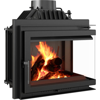 Kratki Kamineinsatz Gusseisen KRATKI SIMPLE rechts 8 kW Ø 200 Einbausatz 1