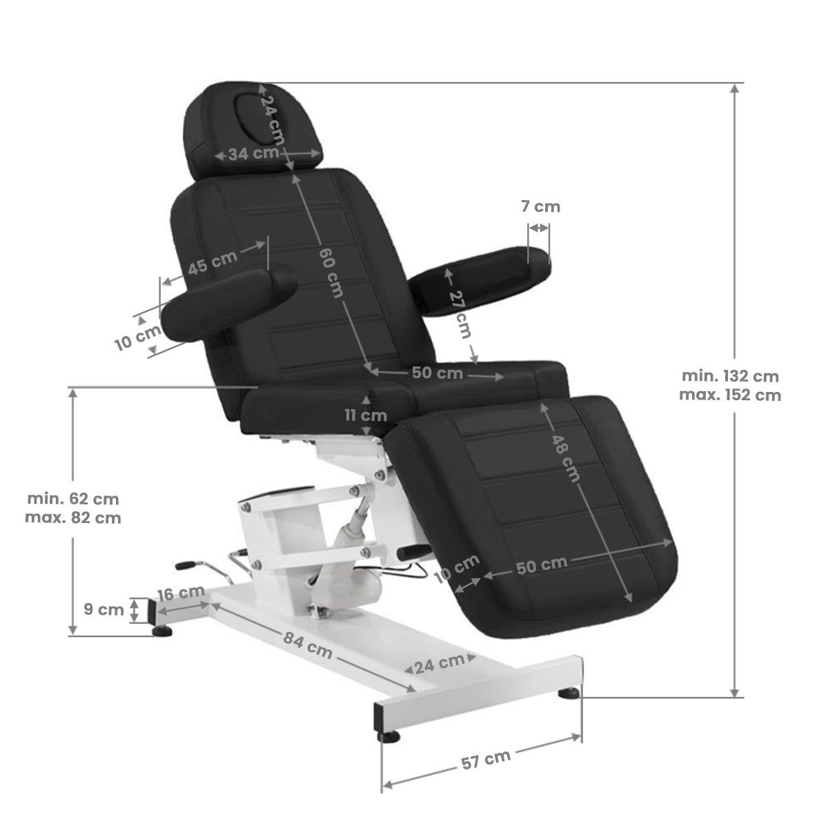 ActiveShop Elektrischer Kosmetikstuhl Azzurro 705 1 Motor schwarz