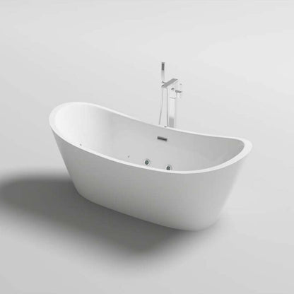 Home Deluxe Freistehende Badewanne mit Whirlpoolfunktion OVALO PLUS - 180 x 90 cm