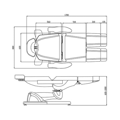 ActiveShop Elektrischer Kosmetikstuhl Azzurro 869AS Pedi drehbar 5 Motoren grau