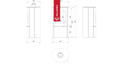Kratki Kaminofen aus stahl KRATKI FALCON Ø 150 10 kW mit Türfeder