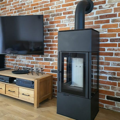 Kratki Kaminofen aus stahl KRATKI THOR VIEW Ø 150 8 kW mit Türfeder
