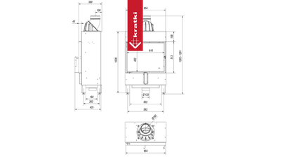 Kratki Kamineinsatz aus Stahl KRATKI LUCY SLIM 8 kW Ø 160 mit Türfeder