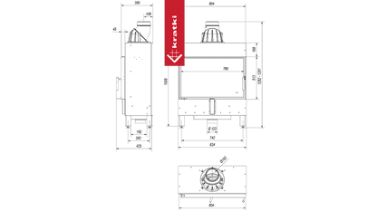 Kratki Kamineinsatz aus Stahl KRATKI LUCY SLIM 10 kW Ø 160 mit Türfeder