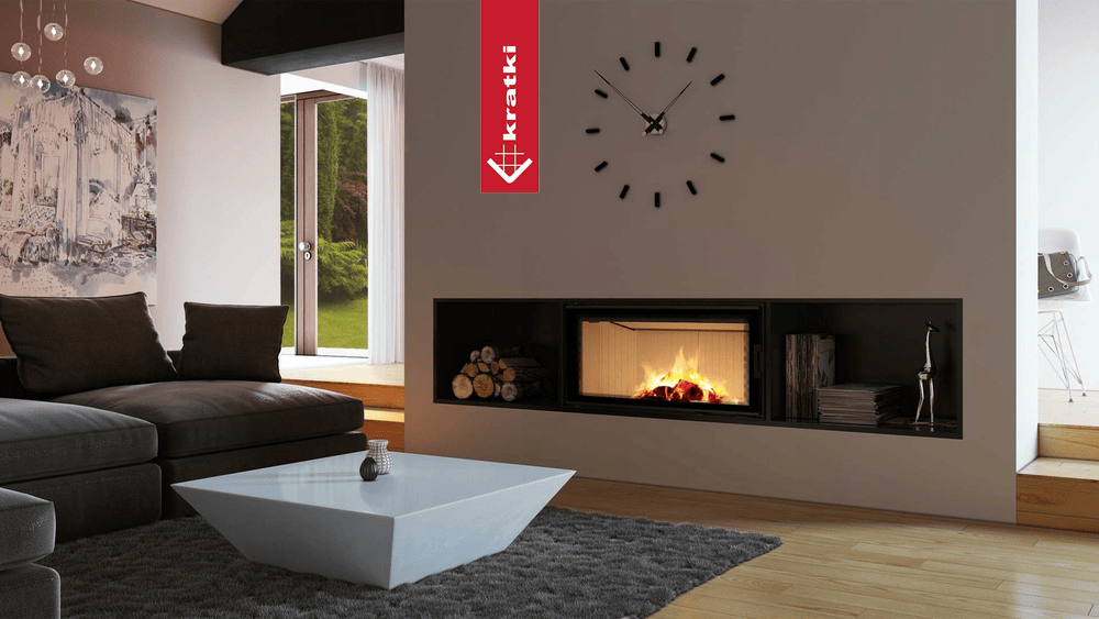 Kratki Kamineinsatz aus Stahl KRATKI NADIA 14 kW Ø 200 mit Schiebetür mit Türfeder