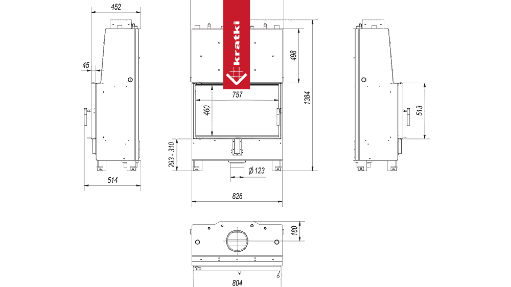Kratki Wasserführender Kamineinsatz KRATKI LUCY 16 kW Ø 200 mit Türfeder