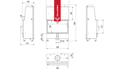 Kratki Wasserführender Kamineinsatz KRATKI LUCY 16 kW Ø 200 mit Türfeder