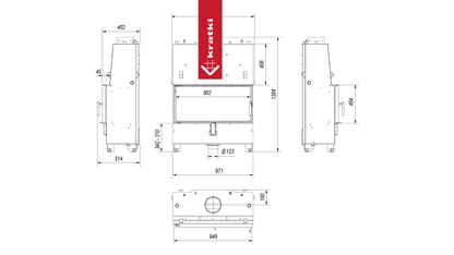Kratki Wasserführender Kamineinsatz KRATKI LUCY 20 kW Ø 200 mit Türfeder