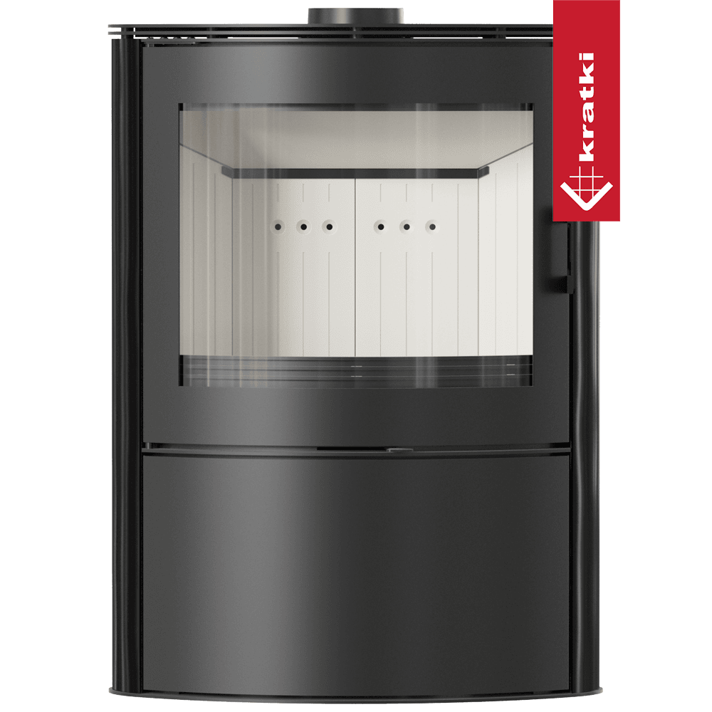 Kratki Kachelofen aus Stahl KRATKI AB S/2 Ø 150 10 kW schwarz Kachel mit Türfeder