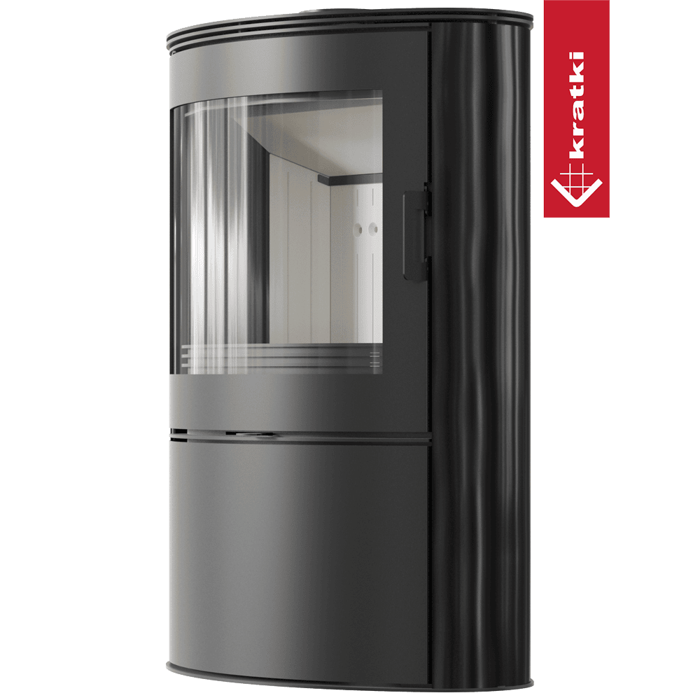 Kratki Kachelofen aus Stahl KRATKI AB S/2 Ø 150 10 kW schwarz Kachel mit Türfeder