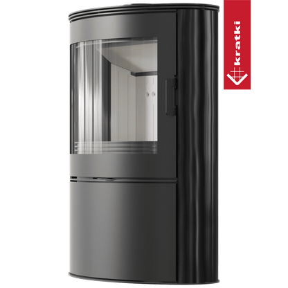 Kratki Kachelofen aus Stahl KRATKI AB S/2 Ø 150 10 kW schwarz Kachel mit Türfeder
