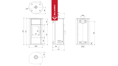 Kratki Kaminofen aus Stahl KRATKI EPSILON Ø 150 8 kW mit Türfeder