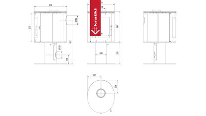Kratki Kaminofen aus Stahl KRATKI ORBIT Ø 150 7 kW mit Türfeder