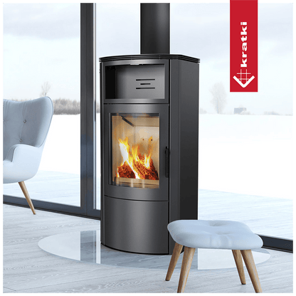 Kratki Kaminofen aus stahl KRATKI TITAN Ø 150 11 kW mit Türfeder