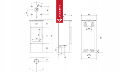 Kratki Kaminofen aus stahl KRATKI TITAN Ø 150 11 kW mit Türfeder