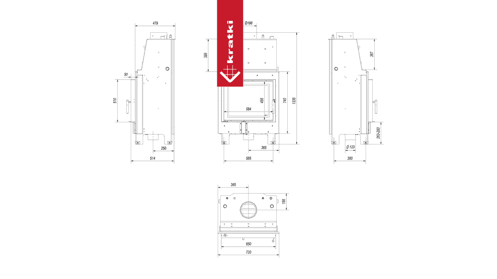 Kratki Wasserführender Kamineinsatz KRATKI MBZ 13 kW Ø 200 mit Türfeder