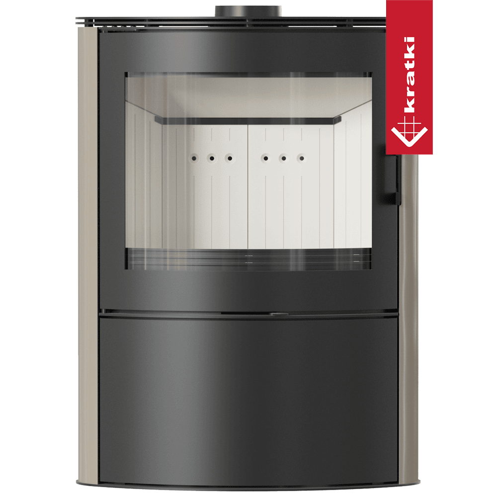 Kratki Kachelofen aus Stahl KRATKI AB S/2 Ø 150 10 kW creme Kachel mit Türfeder