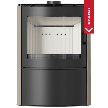 Kratki Kachelofen aus Stahl KRATKI AB S/2 Ø 150 10 kW creme Kachel mit Türfeder