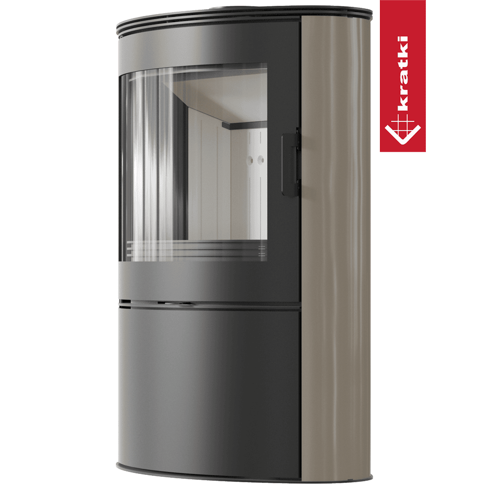 Kratki Kachelofen aus Stahl KRATKI AB S/2 Ø 150 10 kW creme Kachel mit Türfeder