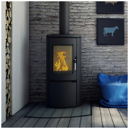 Kratki Stahl-Gusseisen Kaminofen KRATKI AB Ø 150 8 kW mit Türfeder