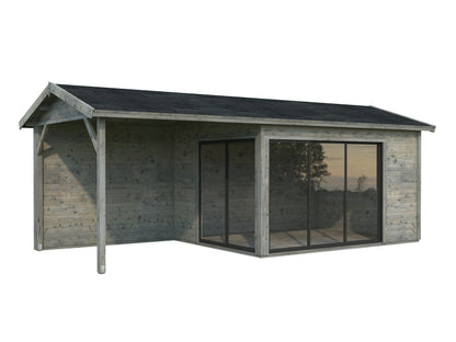 Palmako Amanda 11,2+7,8 m2 Slide Plus - Lackiert hellgrau RAL7042 + anthrazit RAL7016