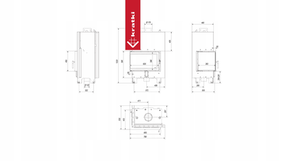 Kratki Wasserführender Kamineinsatz KRATKI MBM links 12 kW Ø 180 mit Türfeder
