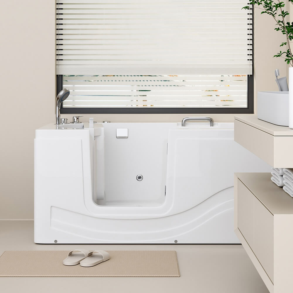 Home Deluxe Seniorenbadewanne liegend mit Whirlpoolfunktion VITAL M -  153 x 76 cm Links