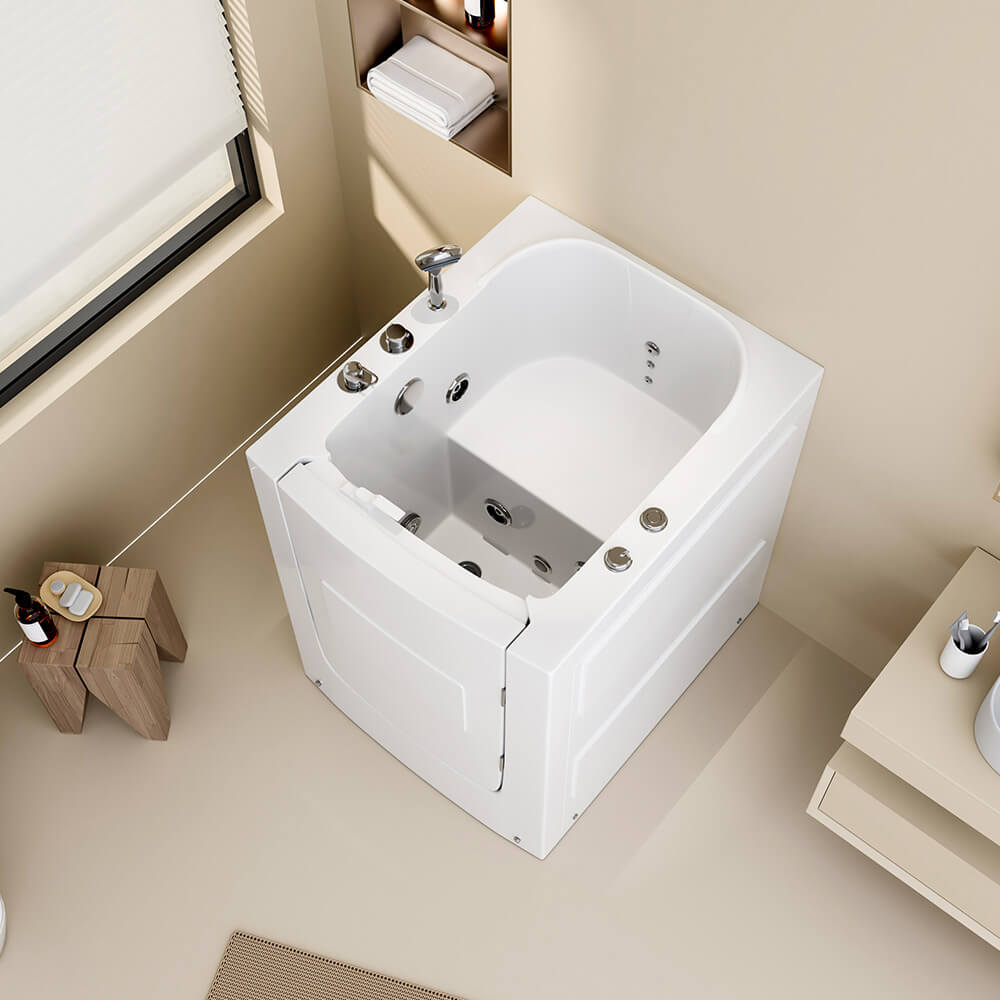 Home Deluxe Seniorenbadewanne sitzend mit Whirlpoolfunktion VITAL L -  85 x 95 cm Rechts