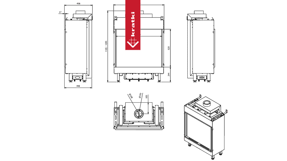 Kratki Gaskamin KRATKI LEO 62 Vorderseite Propan Butan ? 100/150 5,6 kW