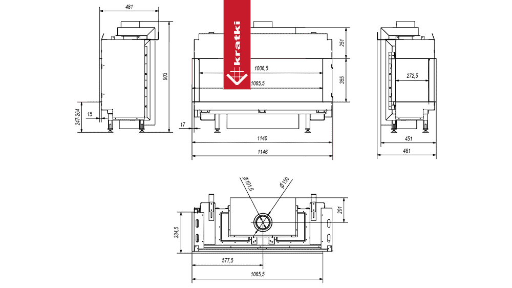 Kratki Gaskamin KRATKI LEO 100 links Propan Butan ? 100/150 9,5 kW