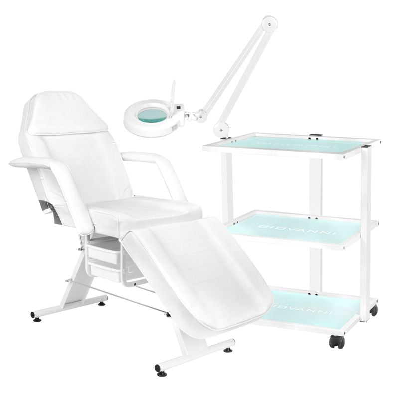 ActiveShop Kosmetikstuhl 202 Basic + Kosmetiktisch 1040 + LED-Lupe S5