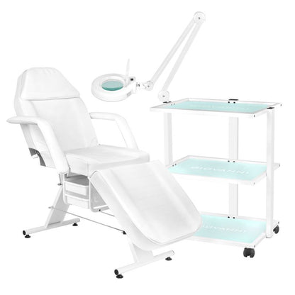 ActiveShop Kosmetikstuhl 202 Basic + Kosmetiktisch 1040 + LED-Lupe S5