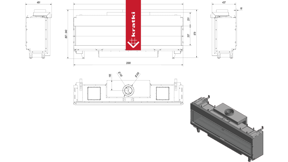 Kratki Gaskamin KRATKI LEO 200 Vorderseite Erdgas ? 130/200 16 kW