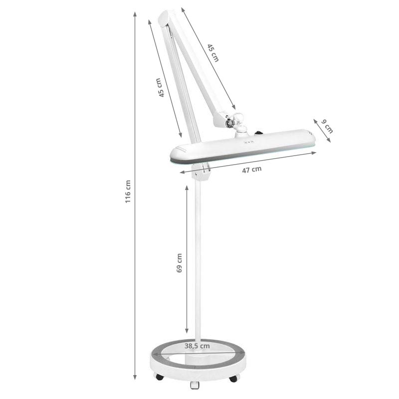 ActiveShop LED-Werkstattlampe Elegante 801-l mit Stativ, regulierbare Lichtintensität, weiß