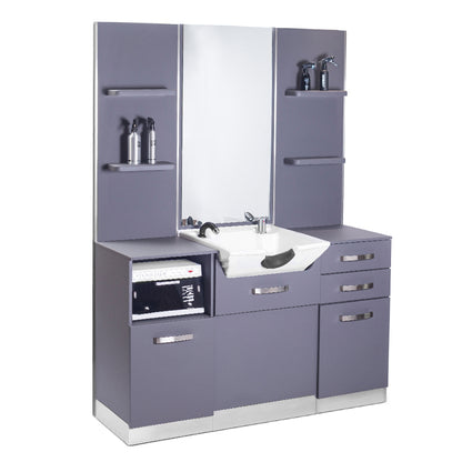 ActiveShop Gabbiano Friseurkonsole mit Waschbecken B085 grau