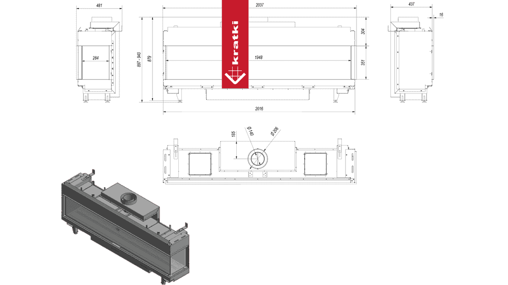 Kratki Gaskamin KRATKI LEO 200 rechts Propan ? 130/200 12,5 kW
