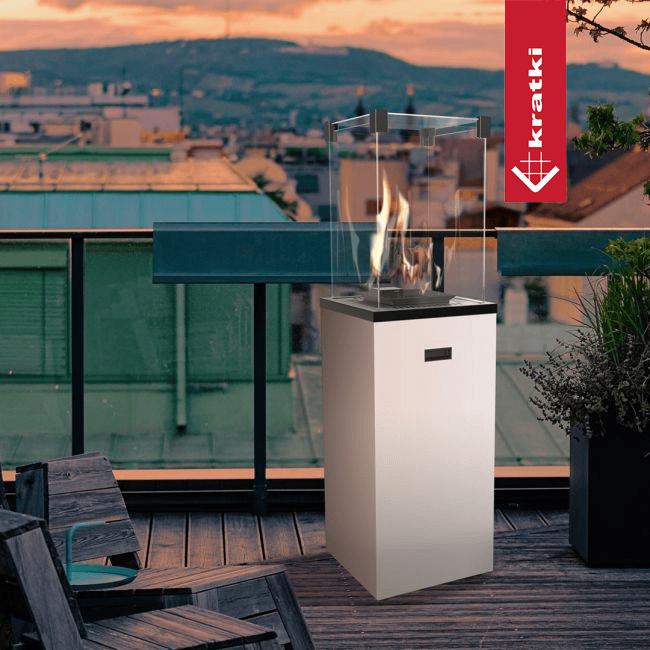 Kratki Terrassenheizer Patio Slim Stahl weiß manuelle Steuerung 8,2kW