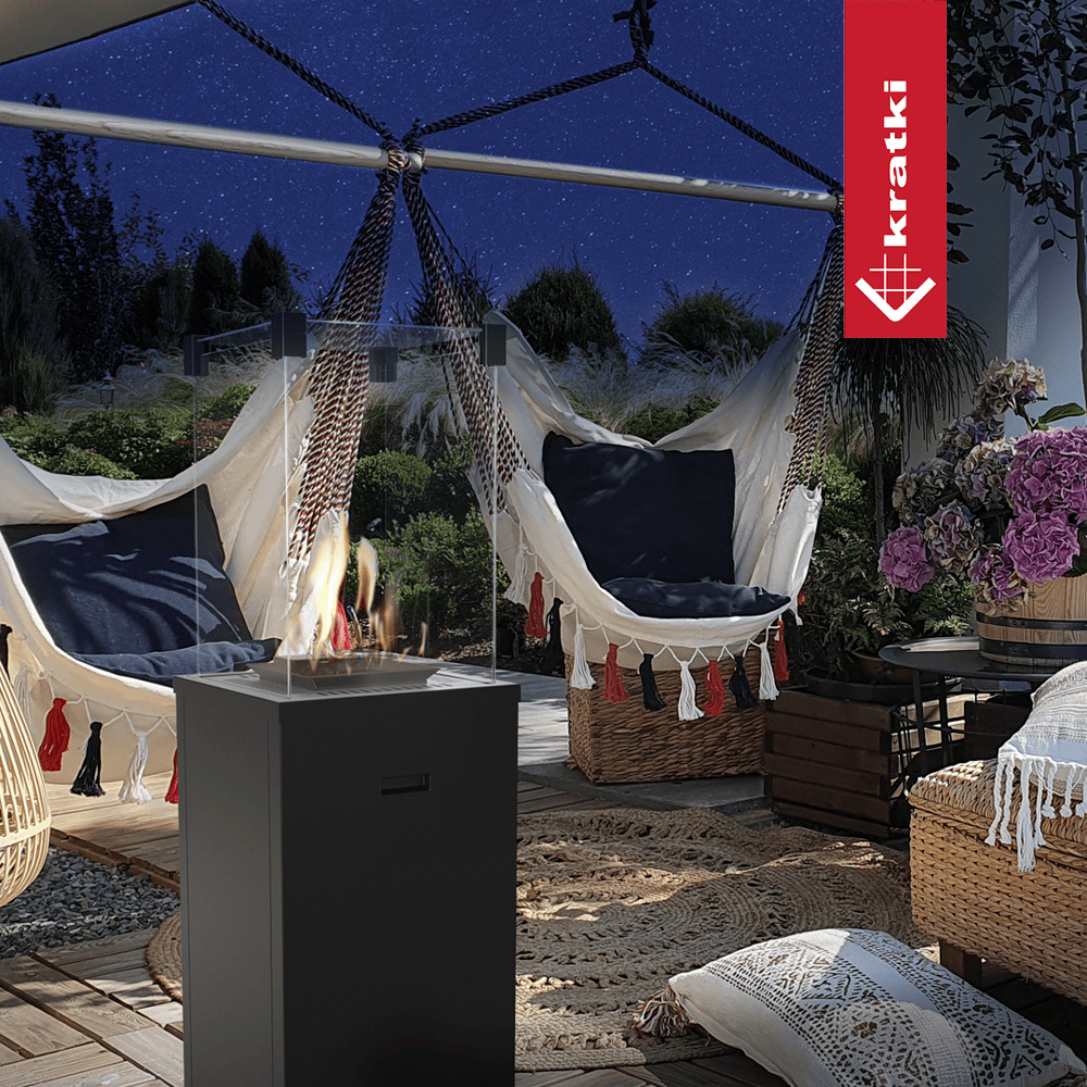 Kratki Terrassenheizer Patio Slim Stahl schwarz manuelle Steuerung 8,2kW
