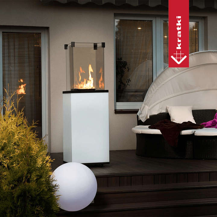 Kratki Terrassenheizer Patio Slim Stahl weiß manuelle Steuerung 8,2kW