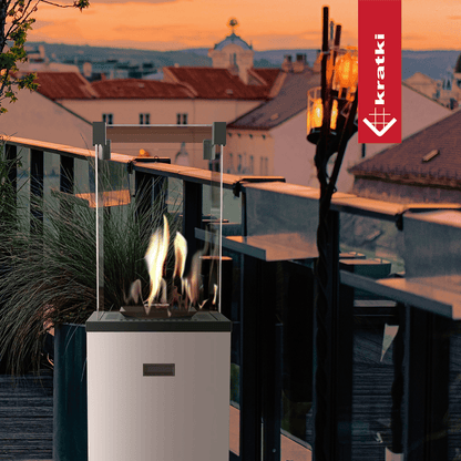 Kratki Terrassenheizer Patio Slim Stahl weiß manuelle Steuerung 8,2kW