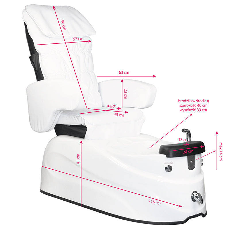 ActiveShop Pedicure-Spa-Sessel AS-122 weiß mit Massagefunktion und Pumpe