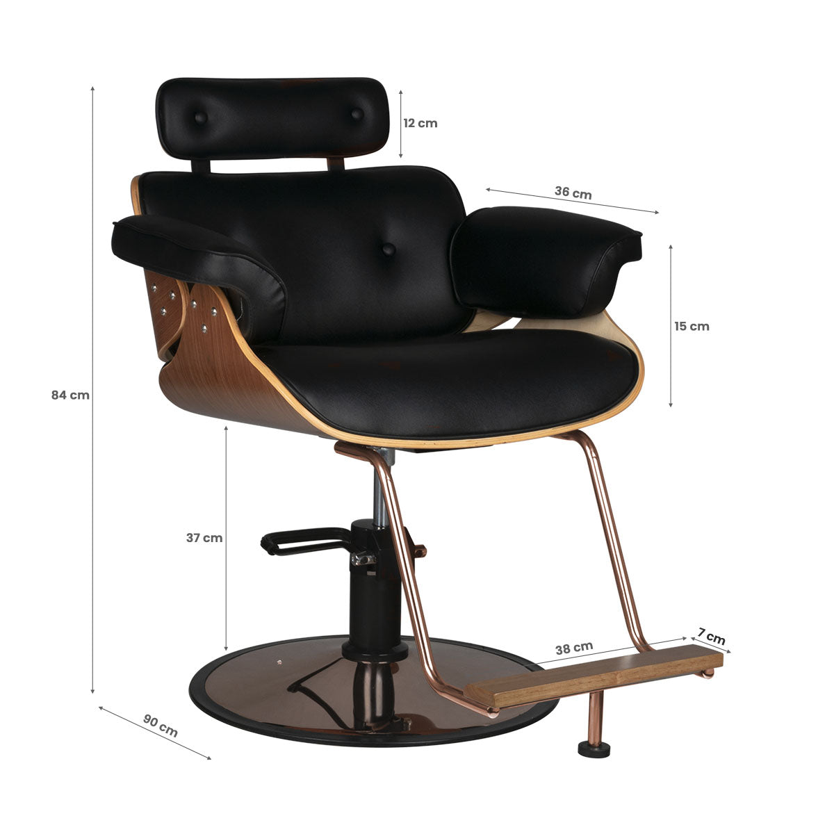 ActiveShop Gabbiano Friseurstuhl Florenz schwarz Nussbaum