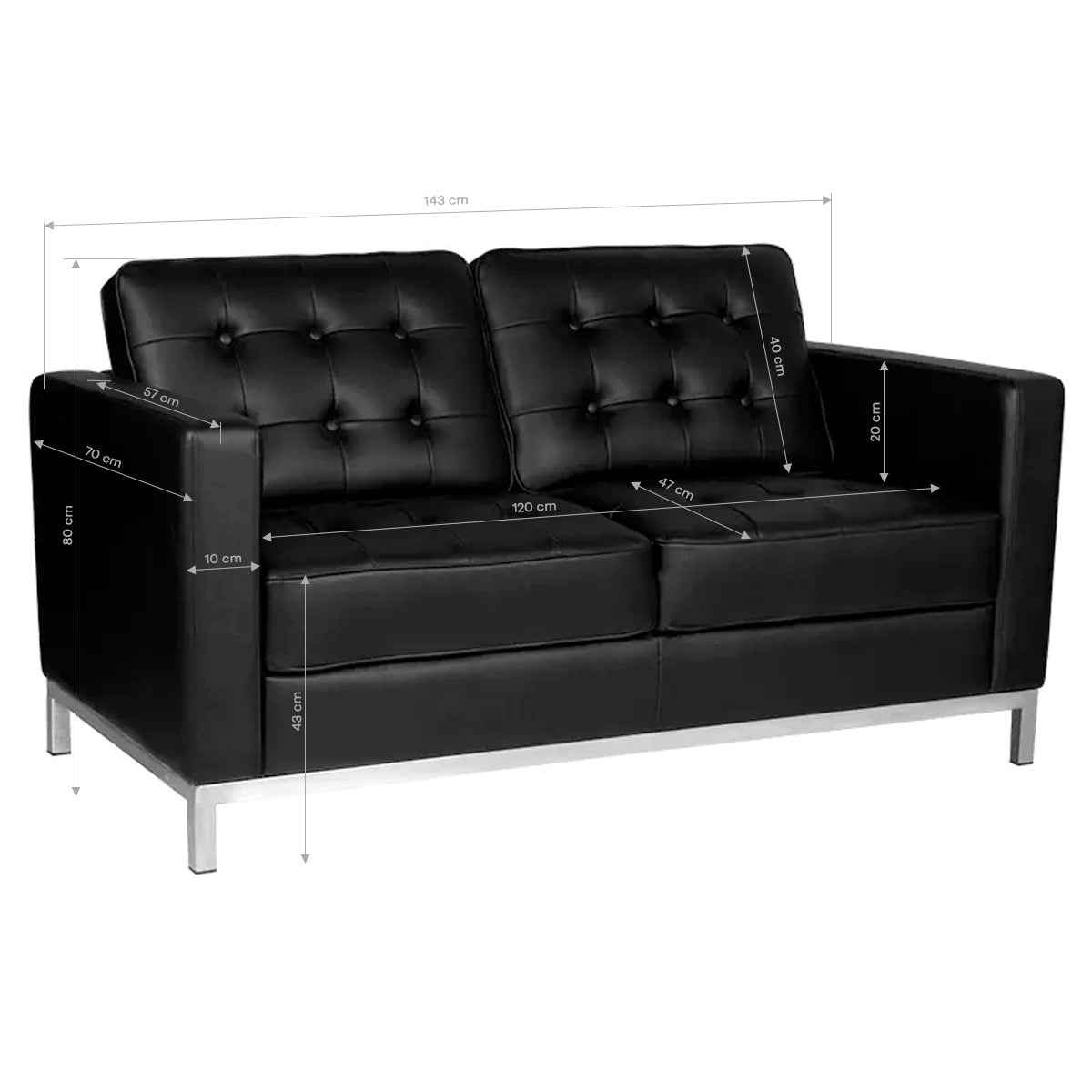 ActiveShop Gabbiano Sofa für den Warteraum BM18019 schwarz