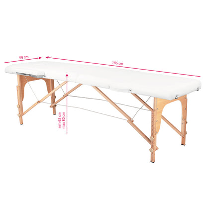 ActiveShop Klappbarer Massagetisch aus Holz Komfort Activ Fizjo 2-segmentig weiß