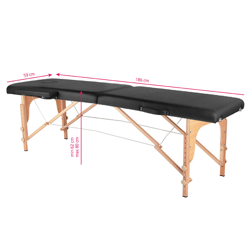 ActiveShop Klappbarer Massagetisch aus Holz Komfort Activ Fizjo 2-segmentig schwarz