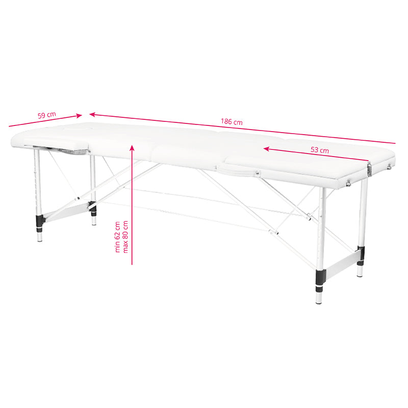 ActiveShop Klappbarer Massagetisch aus Aluminium Komfort Activ Fizjo 3-segmentig weiß